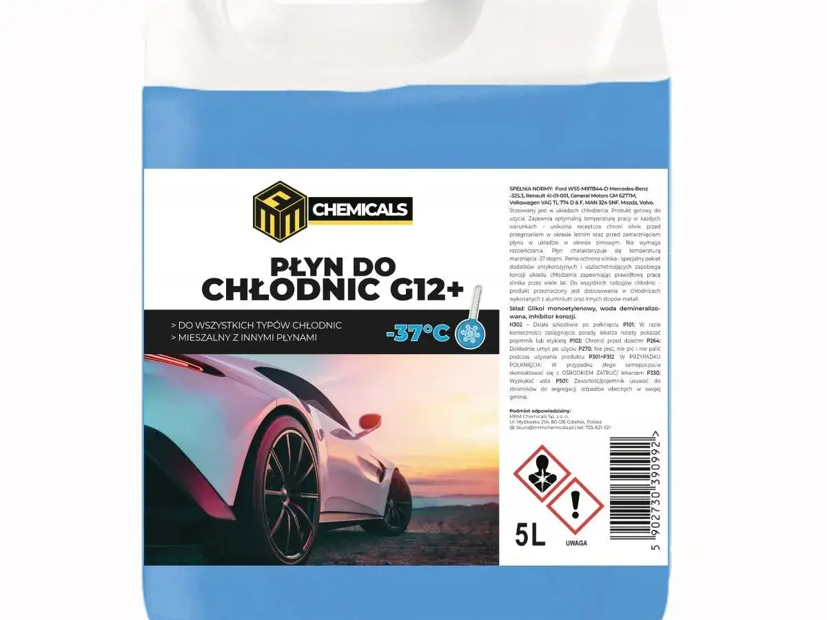 Płyn chłodniczy G12++ chroni silnik przed przegrzaniem i zamarzaniem do -37&deg;C. Idealny do wszystkich typ&oacute;w chłodnic, mieszalny z innymi płynami.